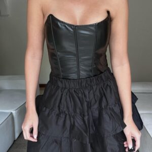 corset efecto cuero negro